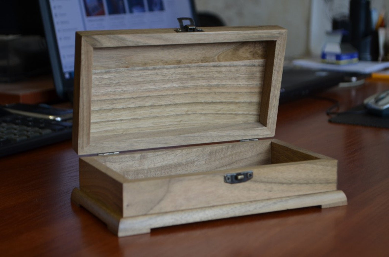 Walnut Petty Cash Box Wooden Box for Money Etsy