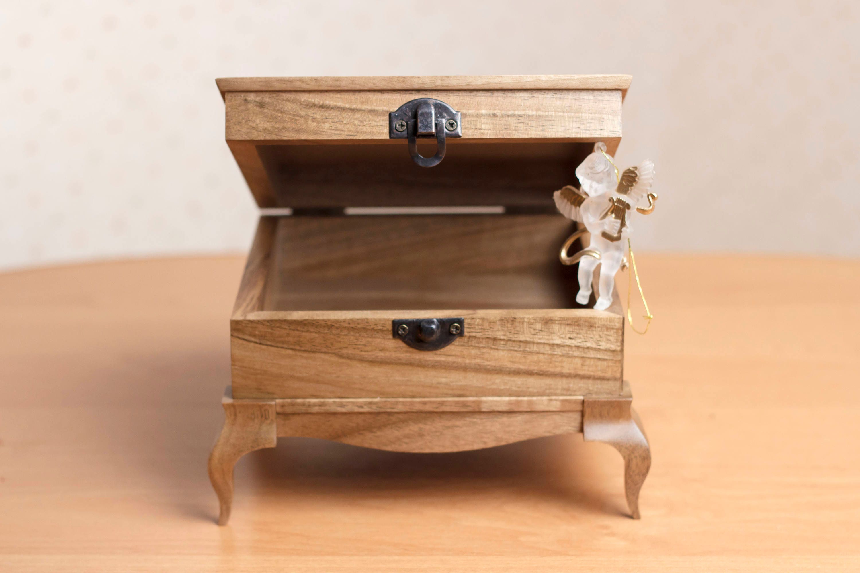 Jewelry Walnut Box With Legs Etsy