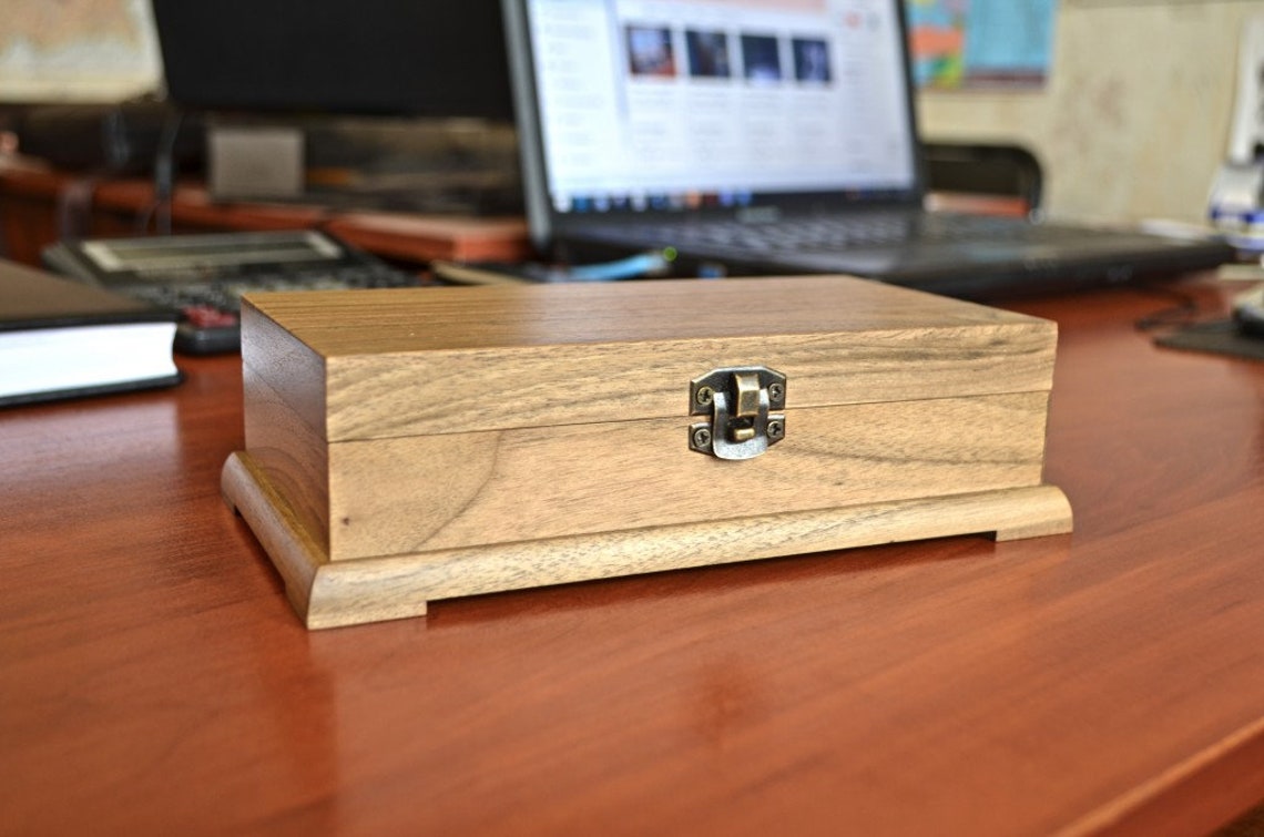 Walnut Petty Cash Box Wooden Box for Money Etsy