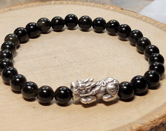 PiXiu Obsidian Bracelet, Wealth, Prosperity, Protection