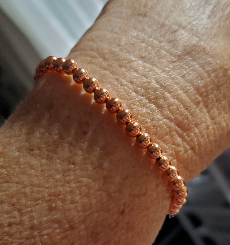 Copper Bracelets, Dainty 5mm beads, 100% Copper Healing bracelet, Copper Beaded Bracelet, Ankle Bracelet image 2