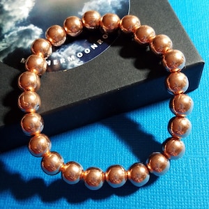 Copper Bracelet 8mm beads, 100% pure Copper bracelet, uncoated, untreated Copper healing bracelet.