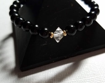 Shungite and Herkimer bracelet, Purify and Protection, Positive Vibrations