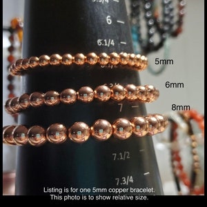 Copper Bracelets, Dainty 5mm beads, 100% Copper Healing bracelet, Copper Beaded Bracelet, Ankle Bracelet image 5