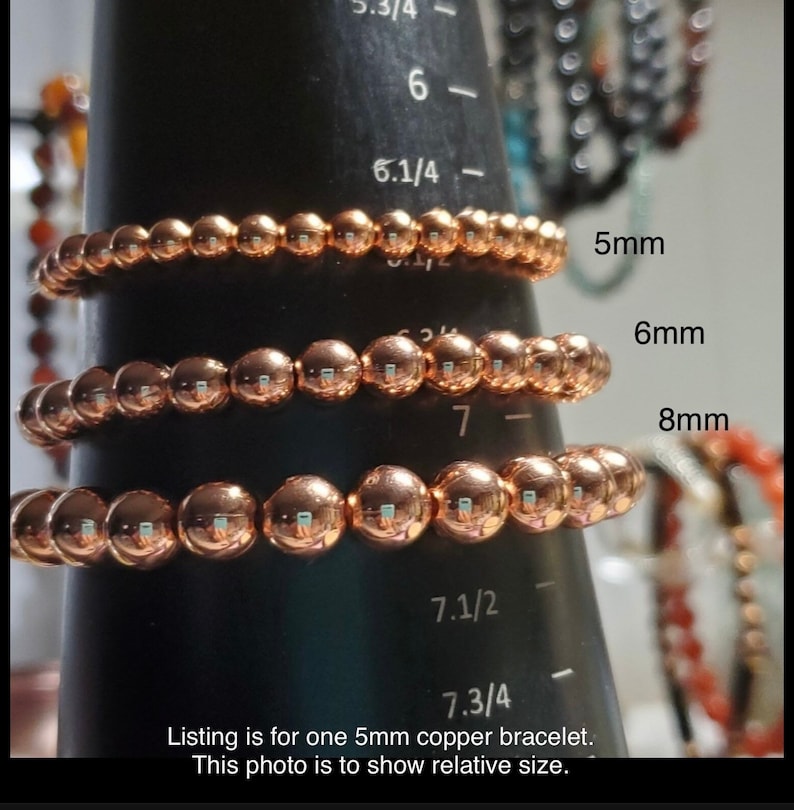 Copper Bracelets, Dainty 5mm beads, 100% Copper Healing bracelet, Copper Beaded Bracelet, Ankle Bracelet image 5