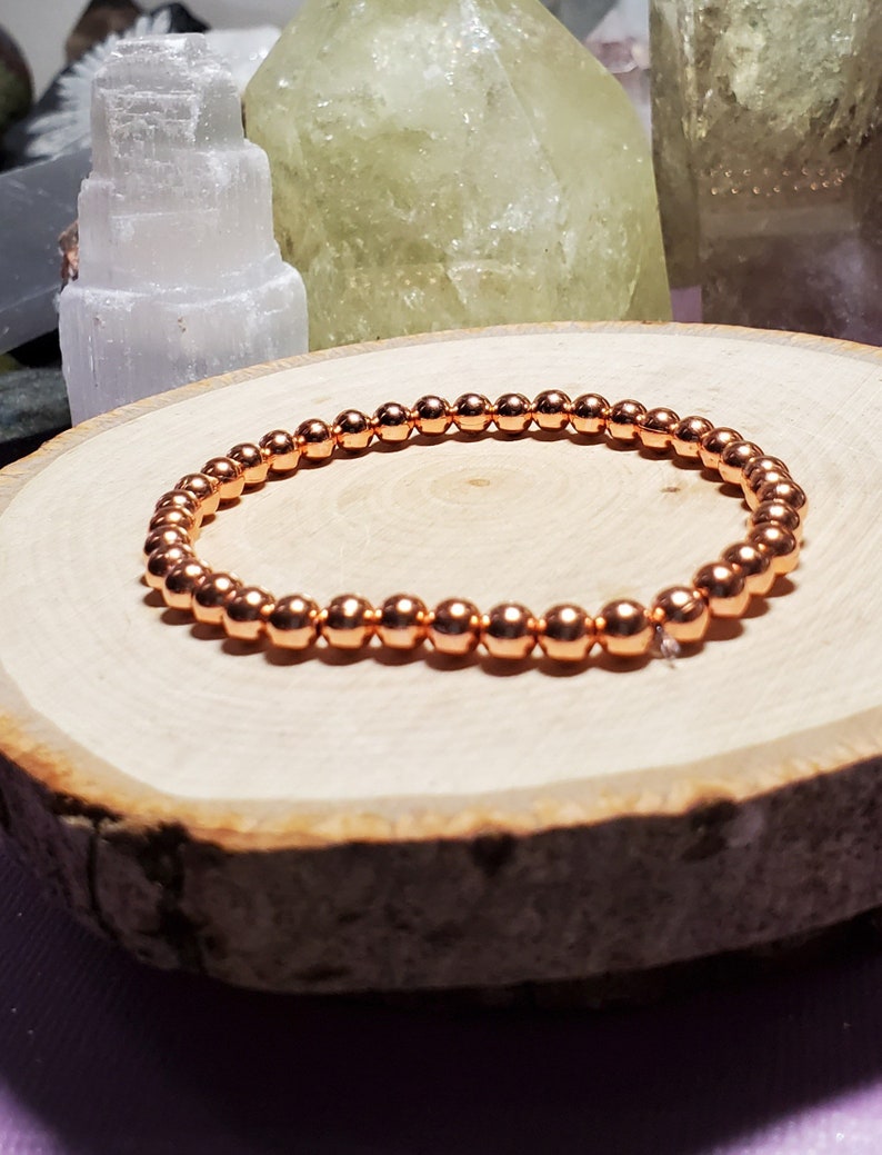 Copper Bracelets, Dainty 5mm beads, 100% Copper Healing bracelet, Copper Beaded Bracelet, Ankle Bracelet image 3