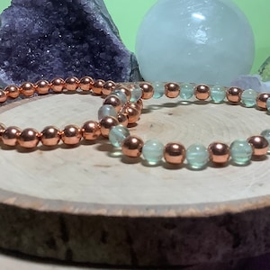 Pair of Bracelets, Copper and Fluorite Bracelets, Fluorite, Copper