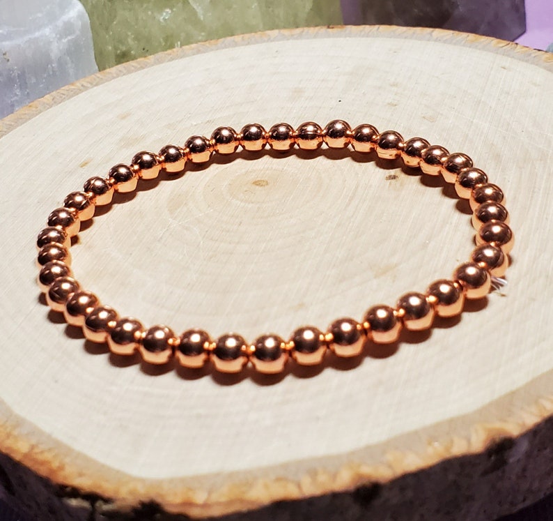 Copper Bracelets, Dainty 5mm beads, 100% Copper Healing bracelet, Copper Beaded Bracelet, Ankle Bracelet image 1