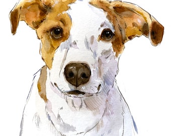 Pet portrait from photo. Hand made watercolor painting. Watercolor pet portrait