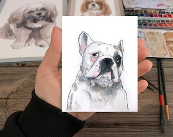 Custom Pet Portrait Painting MINI, custom dog portrait, watercolor pet portrait, personalized portrait from photo, Ukraine, Ukraine shop