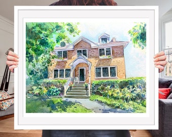 Custom Home Portrait,  House Portrait, watercolor  painting, watercolor house painting from photo, personalized gift, Ukraine, Ukraine shop