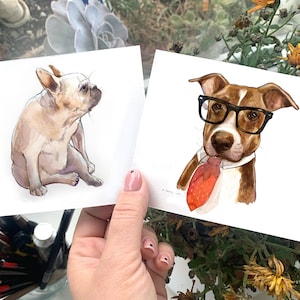 watercolor pet portrait mini, custom dog painting, custom dog art, watercolor painting from foto, custom portrait for gift image 1