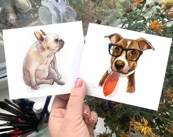 watercolor pet portrait mini, custom dog painting, custom dog art, watercolor painting from foto, custom portrait for gift