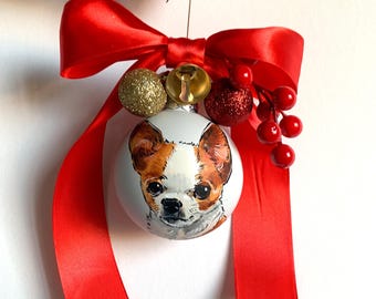 Personalisierte Haustier Ornament Glas, Benutzerdefinierte Haustier Ornament, Gedenktier Haustier Gedenkstätte, Hund Ornament personalisiert, von Hand bemalt