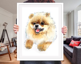 Custom watercolor pet portrait, Hand Painted Watercolor Portrait