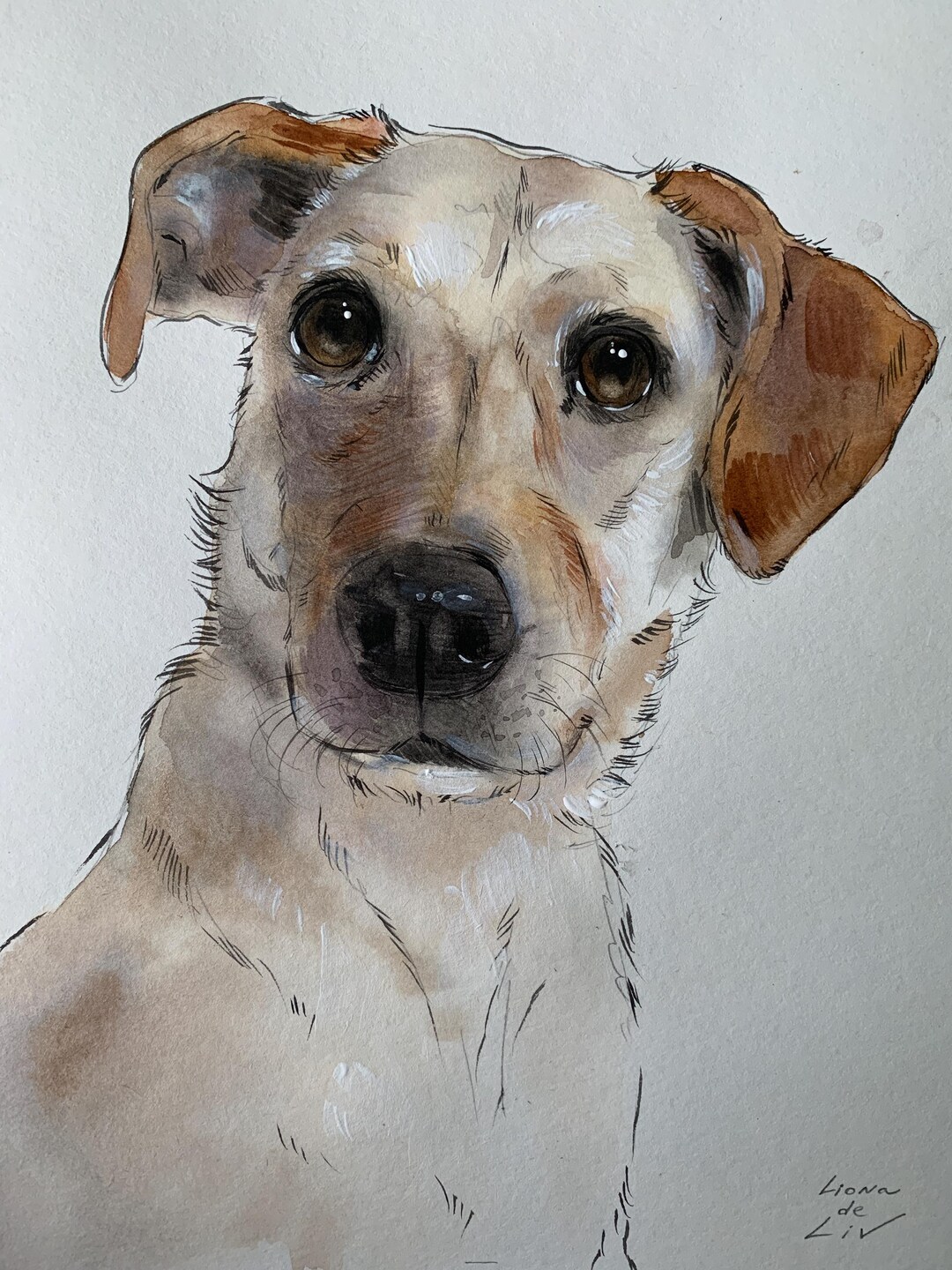Custom Watercolor Pet Portrait From Photo, Hand-painted Dog Cat ...