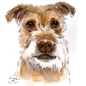 Ritratto di animale domestico personalizzato, ritratto ad acquerello dipinto a mano, ritratto da foto
