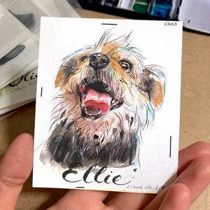 watercolor pet portrait mini, custom dog painting, custom dog art, watercolor painting from foto, custom portrait for gift image 6