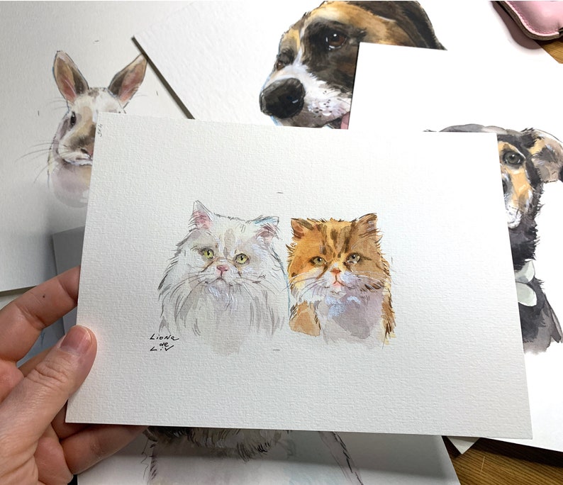 watercolor pet portrait mini, custom dog painting, custom dog art, watercolor painting from foto, custom portrait for gift image 3