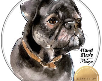 Tierportrait nach Foto Aquarell DIGITAL Hunde Illustration Geschenk für Hunde Mama oder Papa Handgemalte Tier Kunst Personalisierte Haustier Illustration