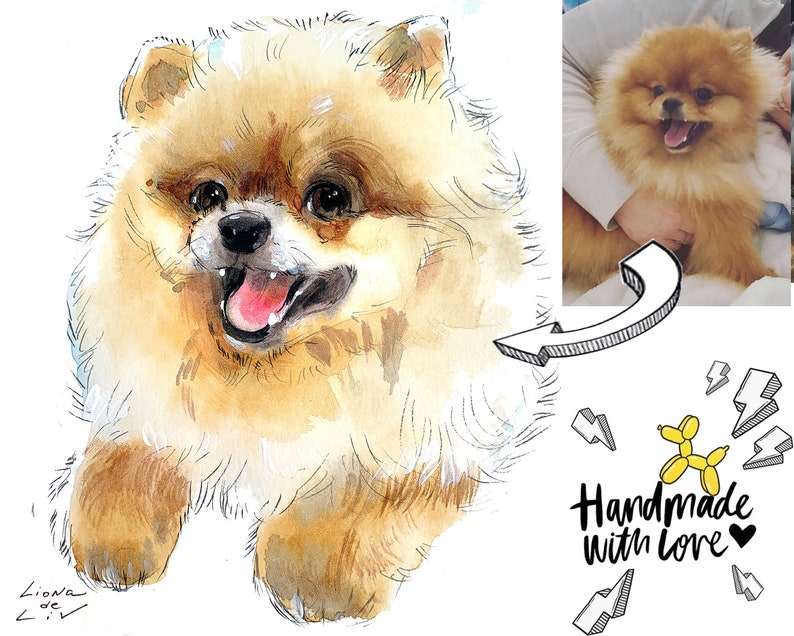 watercolor pet portrait mini, custom dog painting, custom dog art, watercolor painting from foto, custom portrait for gift image 7