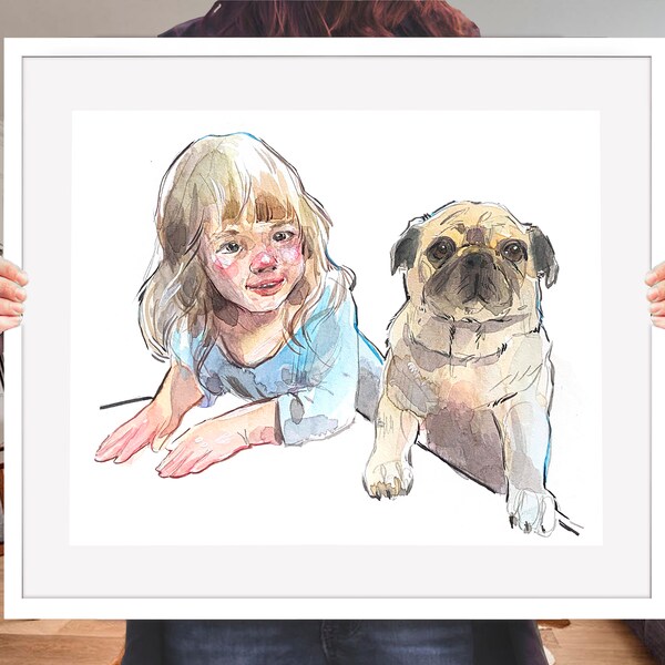 Custom portrait from photo  Personalized family portrait painting Custom watercolor portrait Painted family portrait from photo