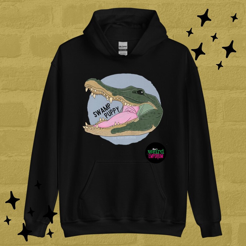 Swamp Puppy Hoodie, Cute Hoodie, Alligator Hoodie, Gators Hoodie, Quirky Hoodie, Swamp Gift, Animal Hoodie, Weird Hoodie, Alligator Gift