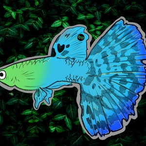 Guppy Sticker : Fancy Fish Sticker / Sealife Sticker / Under the Sea Sticker / Bright Sticker / the weird emporium / Animal Sticker