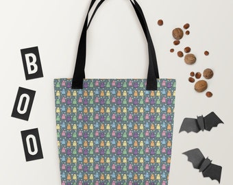 Ghost Tote, Ghost Bag, Spooky Tote, Spooky Bag, Pastel Goth Tote, Halloween tote, Pastel goth bag, cute spooky