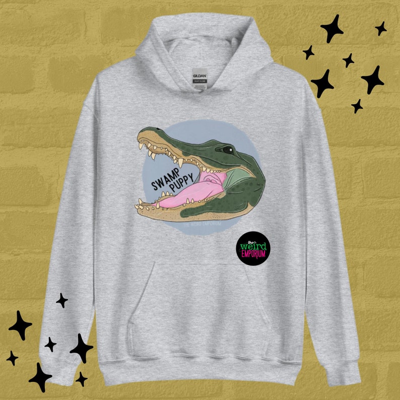 Swamp Puppy Hoodie, Cute Hoodie, Alligator Hoodie, Gators Hoodie, Quirky Hoodie, Swamp Gift, Animal Hoodie, Weird Hoodie, Alligator Gift