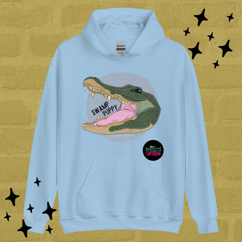 Swamp Puppy Hoodie, Cute Hoodie, Alligator Hoodie, Gators Hoodie, Quirky Hoodie, Swamp Gift, Animal Hoodie, Weird Hoodie, Alligator Gift