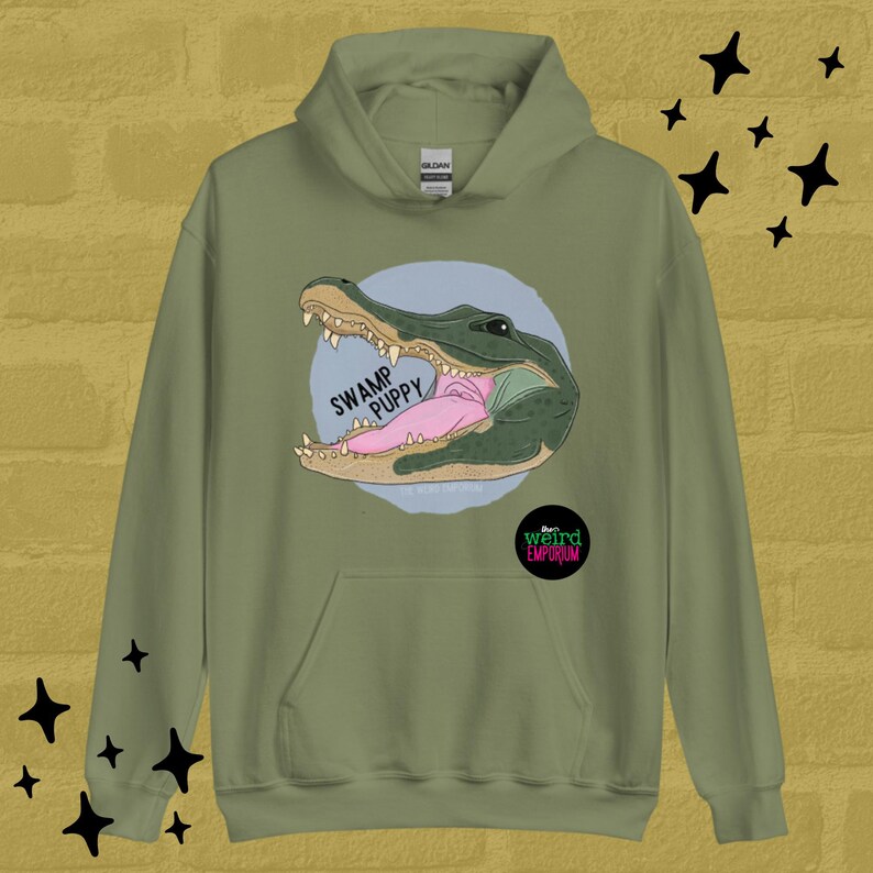 Swamp Puppy Hoodie, Cute Hoodie, Alligator Hoodie, Gators Hoodie, Quirky Hoodie, Swamp Gift, Animal Hoodie, Weird Hoodie, Alligator Gift