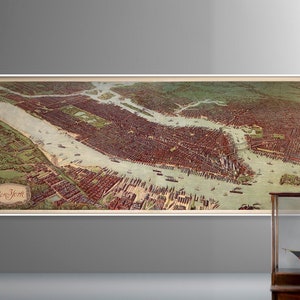 New York: de Hudson, de East River | Grote, oude kaartshows; East Village, Two Bridges, Greenwich, Central Park, Brooklyn, Jersey