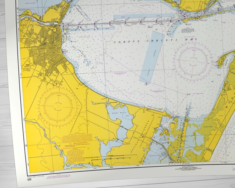 Corpus Christi Bay Old Map of Corpus Christi Vintage Nautical Sea Chart ...