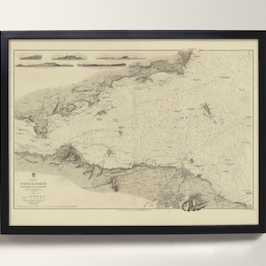 Firth of Forth | Historische Seekarte Print - Alte Karte von Edinburgh, Leith, Queensferry, Fife | Alte Landkarte von Edinburgh, Firth of Forth