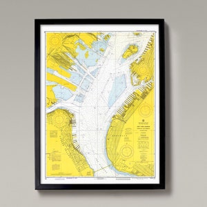 New Yorker Hafen | Alte Karte von New York - Antike Seekarte Druck - Hafen von New York,Upper Bay, New York N selber,