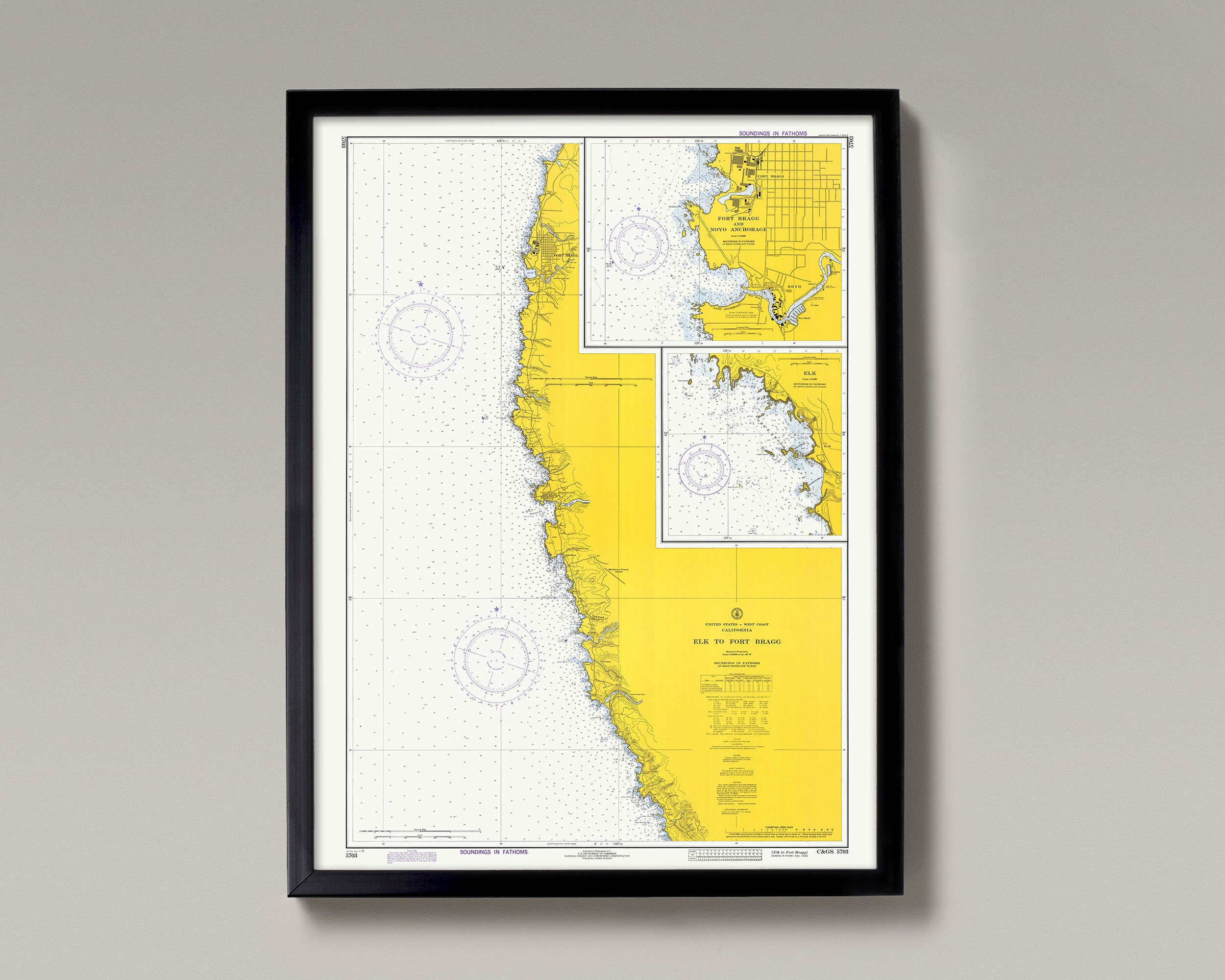 Fort Bragg Harbour, Noyo Harbour | Old Map of Noyo – Print
