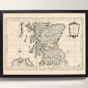 Mapa antiguo de Escocia – Impresión – Carta marítima antigua de un mapa histórico escocés / Regalo de navegación, yate o pescador escocés
