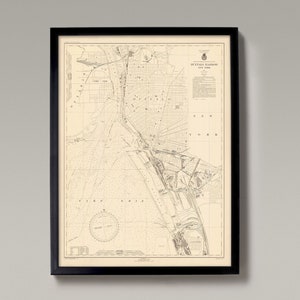 Buffalo Hafen | Vintage Seekarte Druck - Buffalo, NY, New York Hafen Karte, Lake Erie | Alte Landkarte von New York Hafen