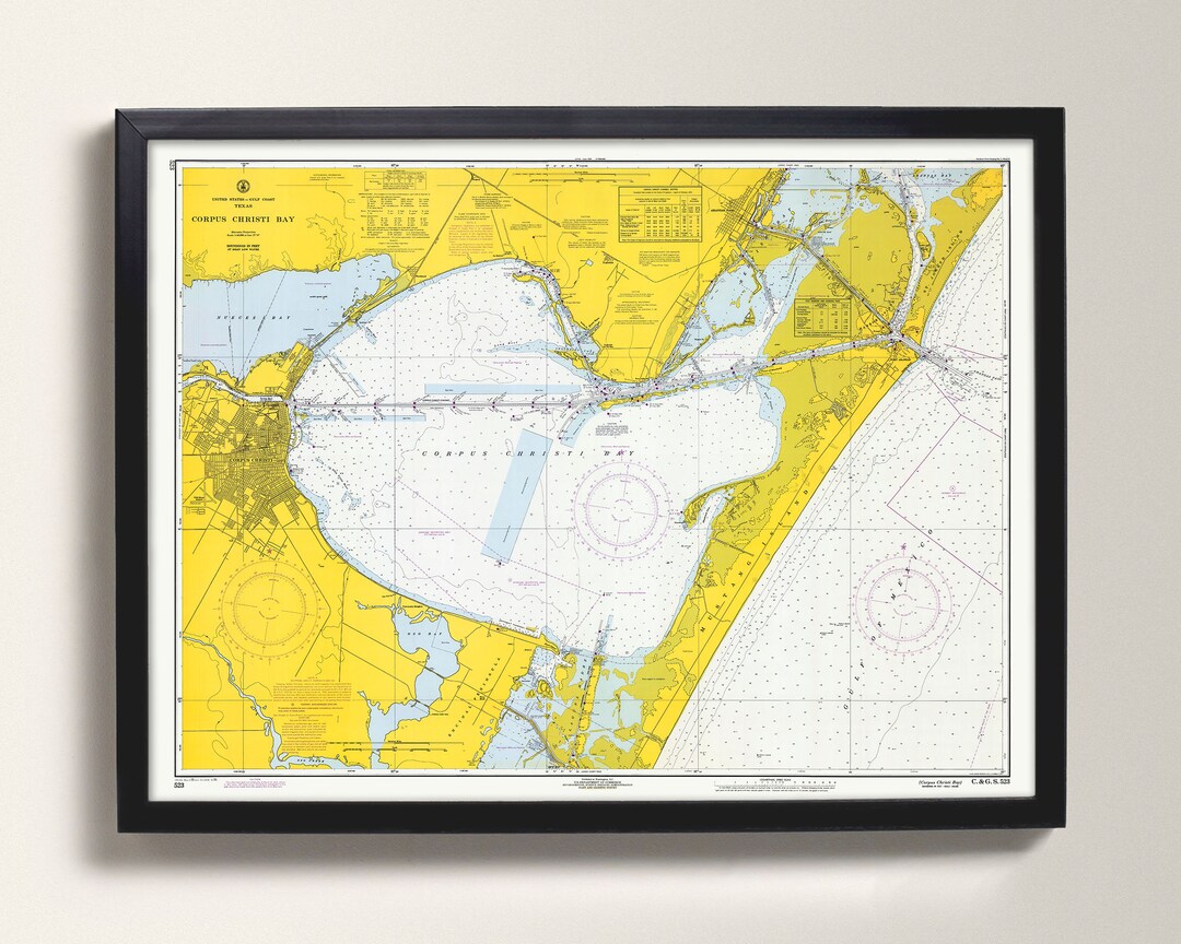 Corpus Christi Bay Old Map of Corpus Christi Vintage Nautical Sea Chart