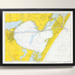 Fronleichnamsbucht | Alte Landkarte Fronleichnam | Vintage Seekarte Print - Texas, San Patricio, Nueces, Corpus Christi Hafen
