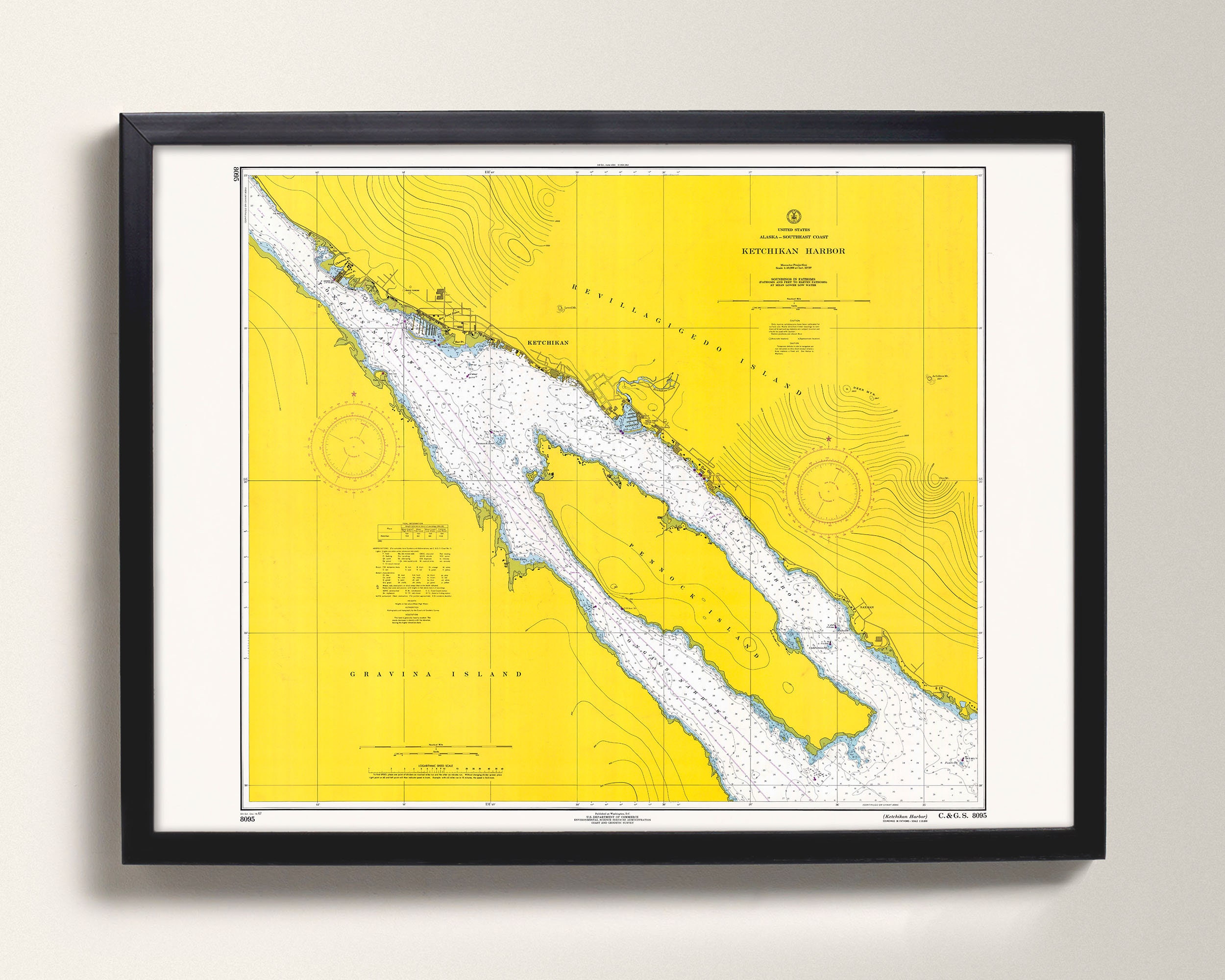 Ketchikan, Alaska Old Map of Ketchikan Print Alaska Harbor, Ketchikan Harbour, Pennock Island