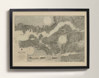 Loch Shuaineart or Loch Sunart | Old Nautical Loch Chart Print - Ardnamurchan, Morvern, Eilean Mòr – Old Map of Loch Sunart