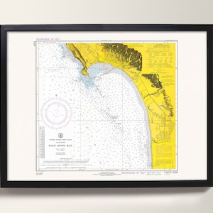 Half Moon Bay, California – Vecchia mappa di Half Moon Bay – Mavericks Beach, Poplar Beach, Fitzgerald, Pillar Point Harbor, Princeton California