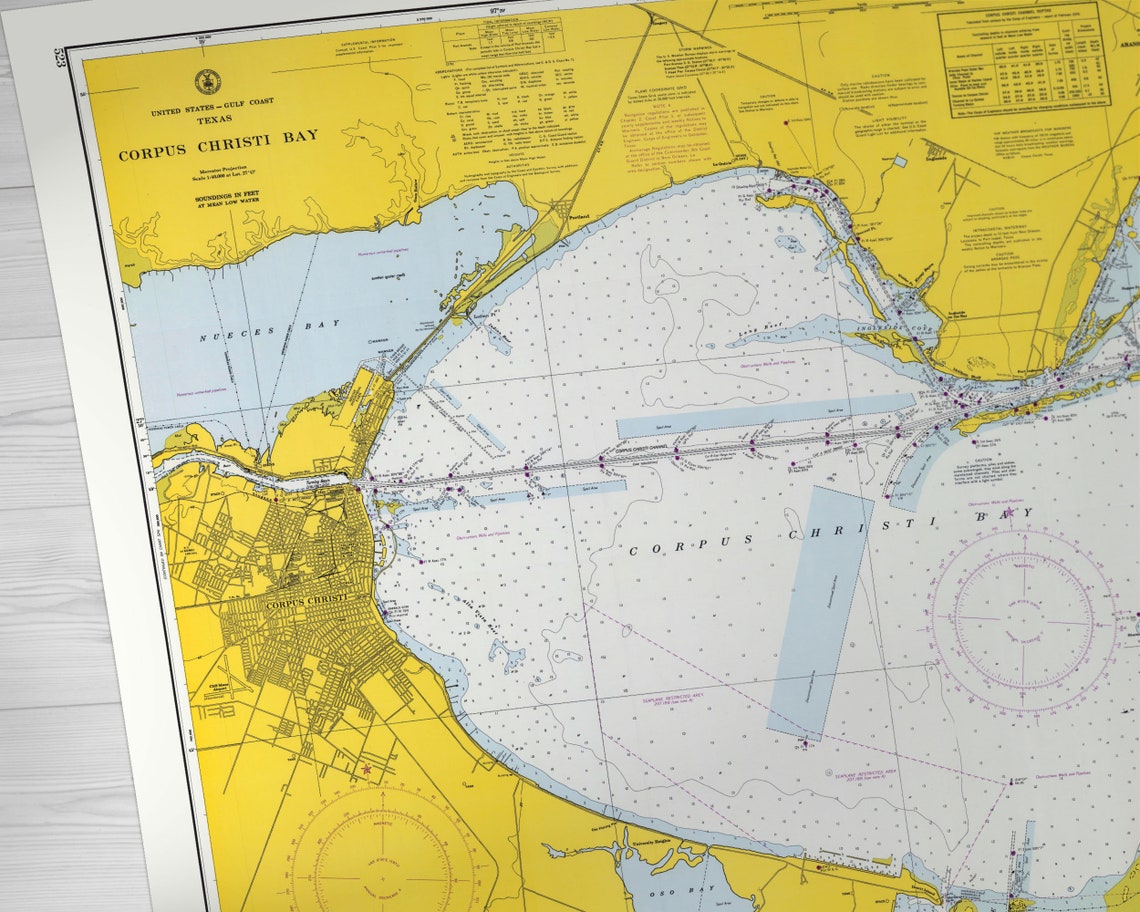 Corpus Christi Bay Old Map of Corpus Christi Vintage - Etsy