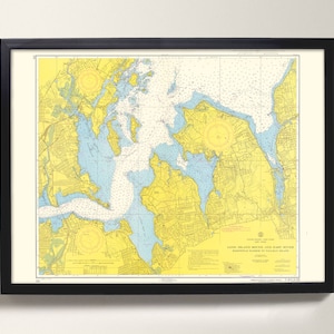 Long Island Sound e l'East River / Vecchia mappa di Long Island – Stampa - New Haven, New York, Contea del Bronx, Contea di Westchester, Connecticut