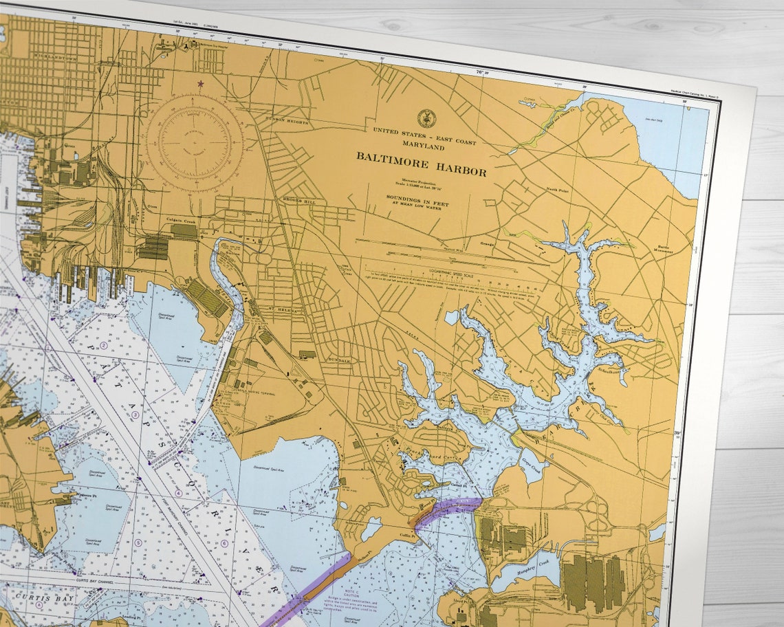 Baltimore Harbor Old Map of Baltimore Print Inner - Etsy