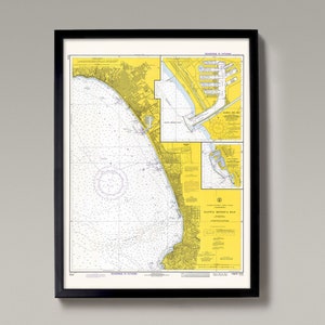 Santa Monica Bay, Kalifornien | Antike Seekarte Print - Alte Karte von Santa Monica, Malibu, Will Rogers Beach, Surfrider, Dockweiler Beach