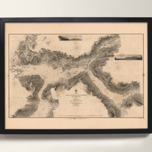 Lago Alsh e Lago Duich | Carta marítima náutica escocesa vintage | Antigo mapa de Kintail, Highlands Escócia | Clã Macrae, Mackinnons de Kintail