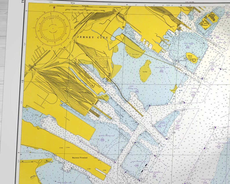 New York Harbor Old Map of New York antique Nautical Map Etsy